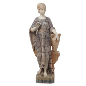 Auguste Carli (French, 1868-1930) Carved Alabaster Figural Sculpture