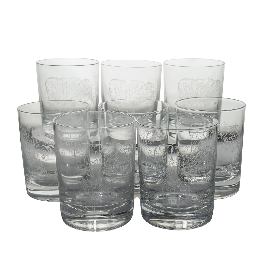 (8 Pc) Baccarat Crystal Etched Motif By Hibel Crystal Tumblers (1 of 5)