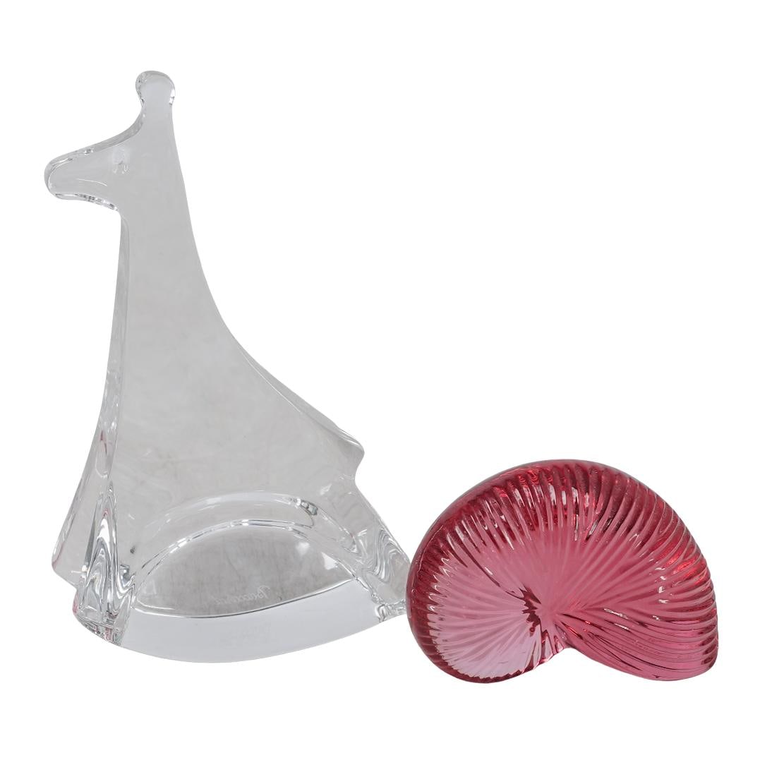 (2 Pc) Baccarat Crystal "Nautilus" & "Rocking Giraffe" Figurines (1 of 12)