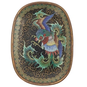 Japanese Meiji Period Cloisonné Phoenix Trinket Dish