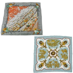 (2 pcs) Hermes Silk Scarf and Handkerchief