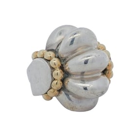 Vintage Lagos "Caviar" 18K Gold & Sterling Silver Ring