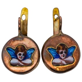 Alphonso Fischetti Enameled & 9k Gold Earrings