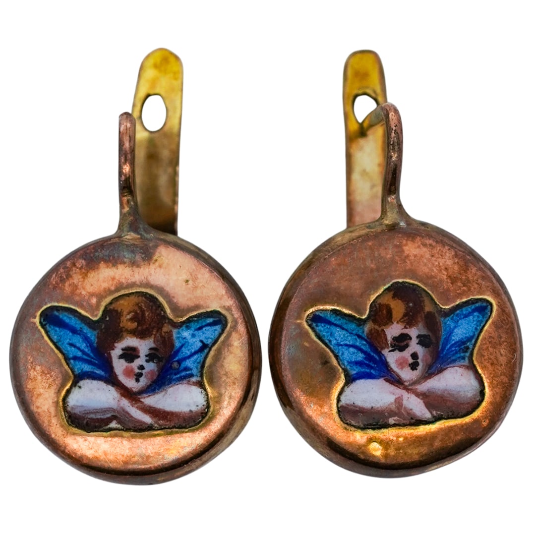 Alphonso Fischetti Enameled & 9k Gold Earrings (1 of 8)