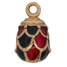 Israeli 18K Gold & Enamel Egg Pendant