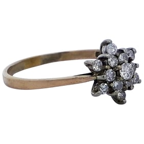 Antique English 9k Gold and Diamond Ring