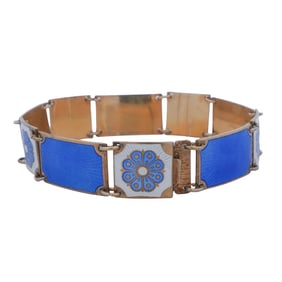 David Andersen Norway Gold Vermeil Sterling & Guilloche Enamel Bracelet