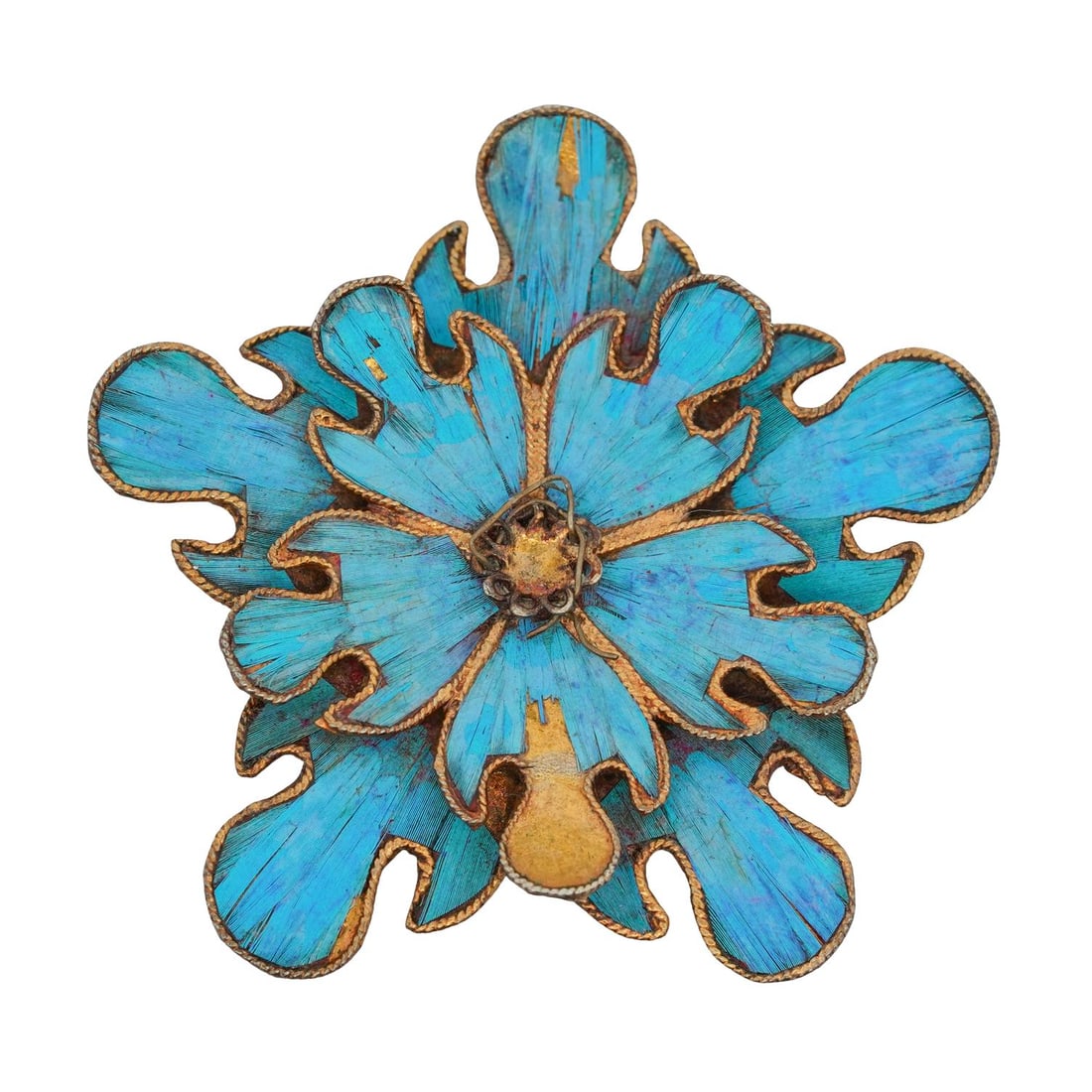 Chinese Qing Dynasty Silver Kingfisher Tian-Tsui Floral Stick Pin (1 of 4)