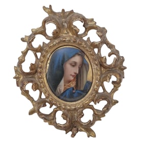 19th C. Miniature Porcelain Madonna Plaque