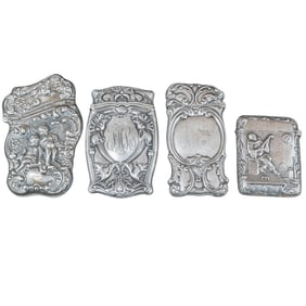 (4 Pc) Sterling Silver Repousse Vesta Cases Grouping