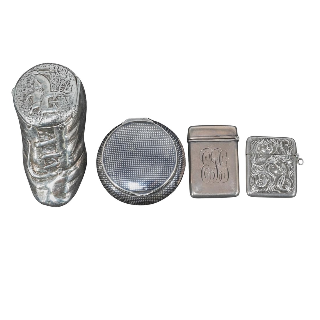 (4 Pc) Sterling Silver Pill Box & Match Case Grouping (1 of 16)