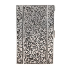 Antique 800 Silver Scrollwork Cigarette Case