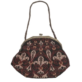 Antique 800 Silver Kiss Lock Frame Micro Beaded Purse