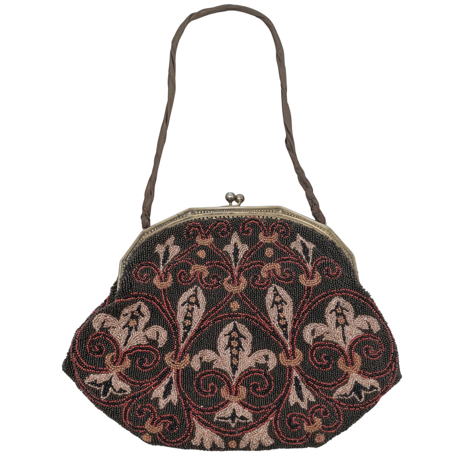 Antique 800 Silver Kiss Lock Frame Micro Beaded Purse (1 of 5)