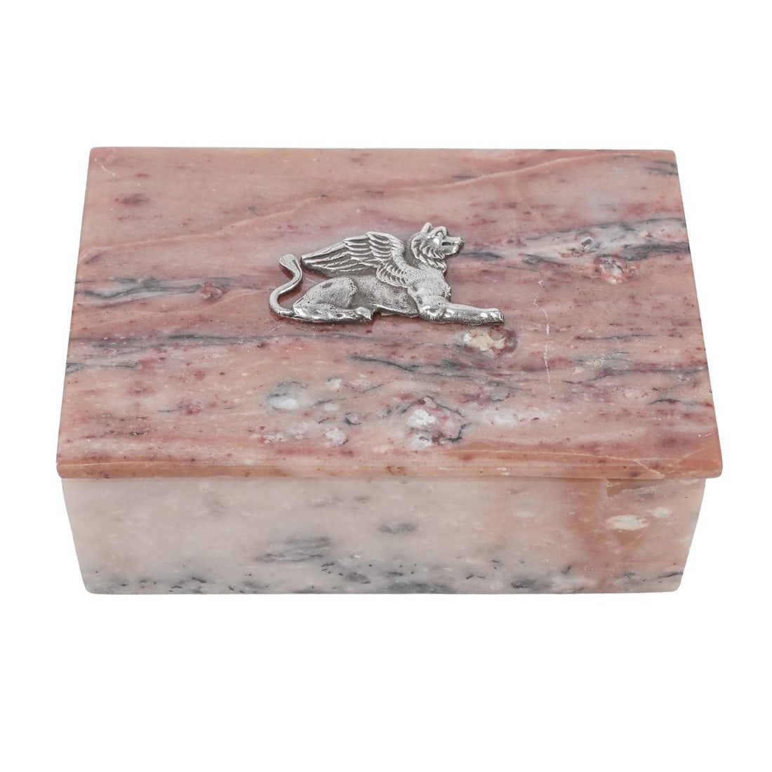 Vintage Carved Stone & Silver Winged Lion Treasure Box (1 of 4)