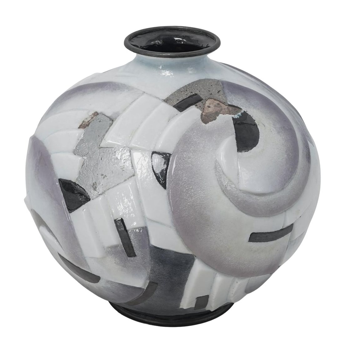 Camille Faure (French, 1874-1956) Limoges Enameled Metal Vase (1 of 6)