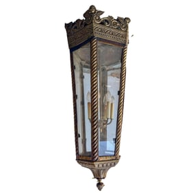 Large Antique Hanging Bronze Lantern Chandelier
