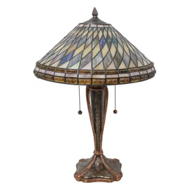 Quoizel Inc. Art Nouveau Style Table Lamp w/ Slag Glass Shade