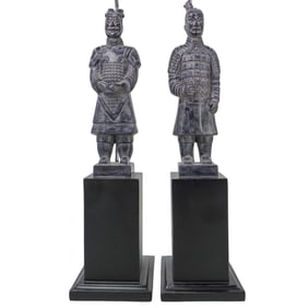Pair Barbara Cosgrove Chinese Warrior Table Lamps