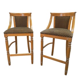 Pair of Neoclassical Style High Back Bar Stools