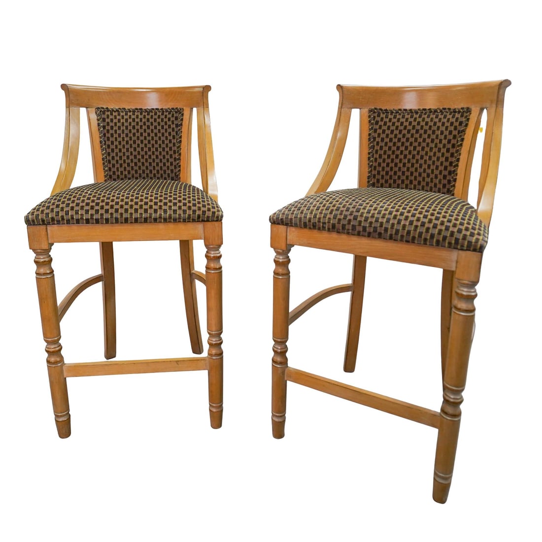 Pair of Neoclassical Style High Back Bar Stools (1 of 7)