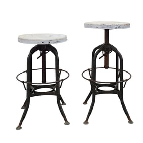Pair of Industrial Metal Draftsman Stools