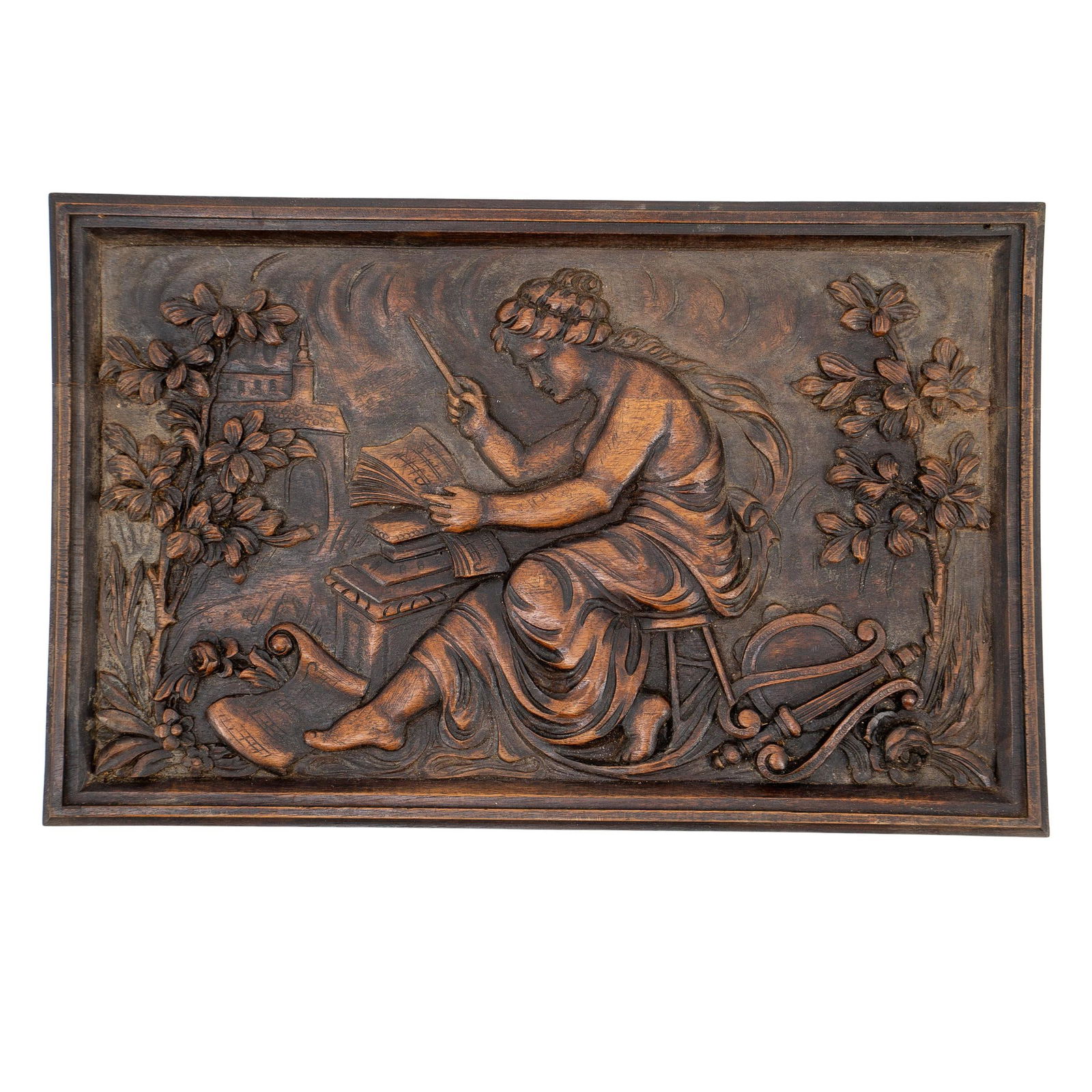 Antique Calliope Bas Relief Wooden Plaque (1 of 5)