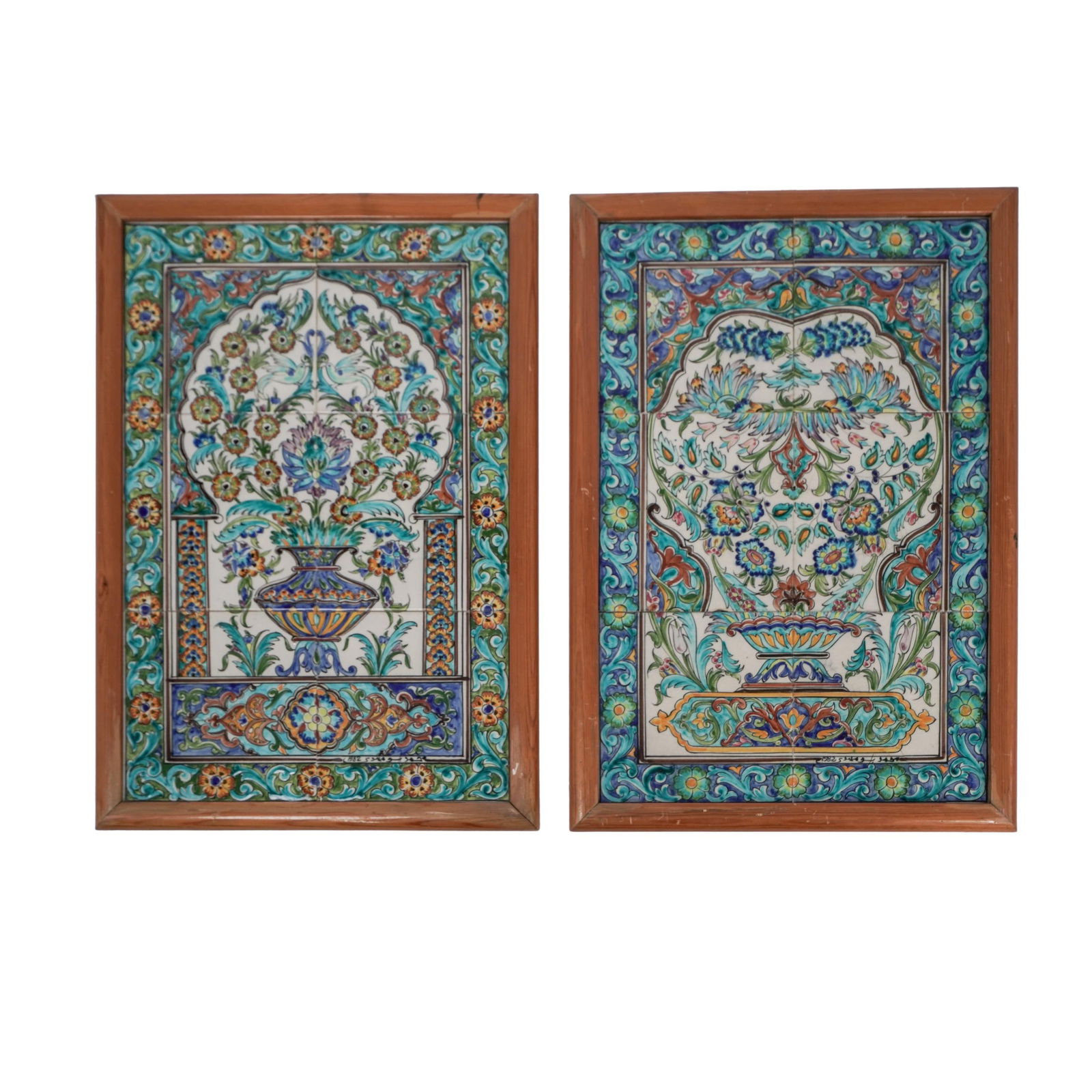 (2 Pc) Pair Of Middle East Kutahya Iznik-Style Tile Framed Murals (1 of 5)