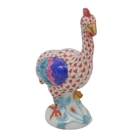 Herend Porcelain "Guinea-Fowl" Rust Fishnet Figurine