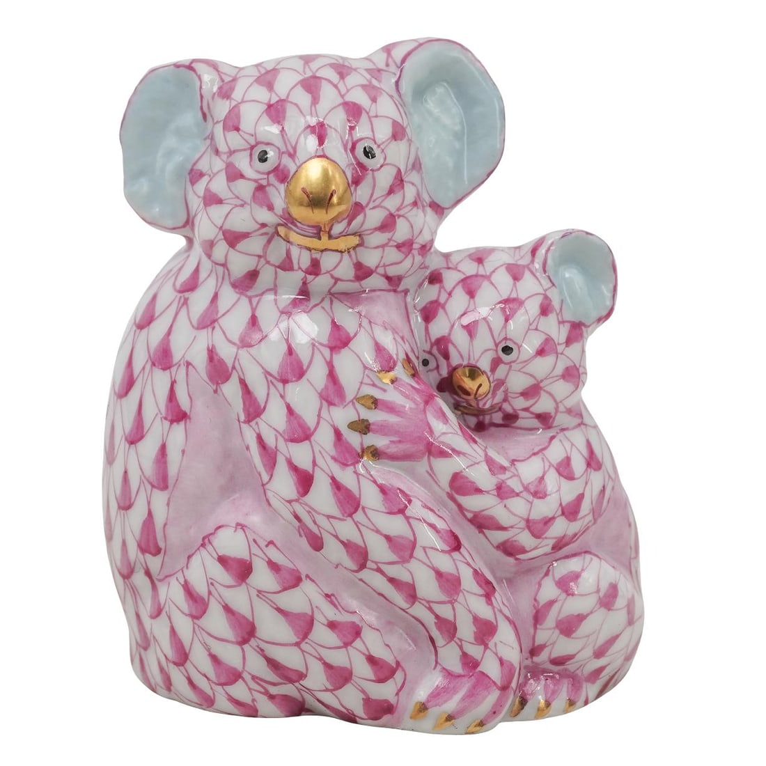Herend Porcelain "Koala & Baby" Raspberry Fishnet Figurine (1 of 4)