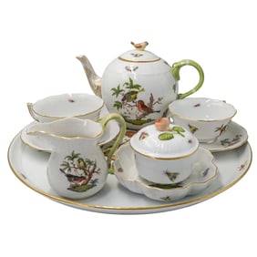 (9 Pc) Herend Porcelain "Rothschild Bird" Service Set