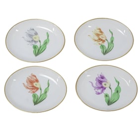 (4 Pc) Herend Porcelain Oval Ashtrays Set