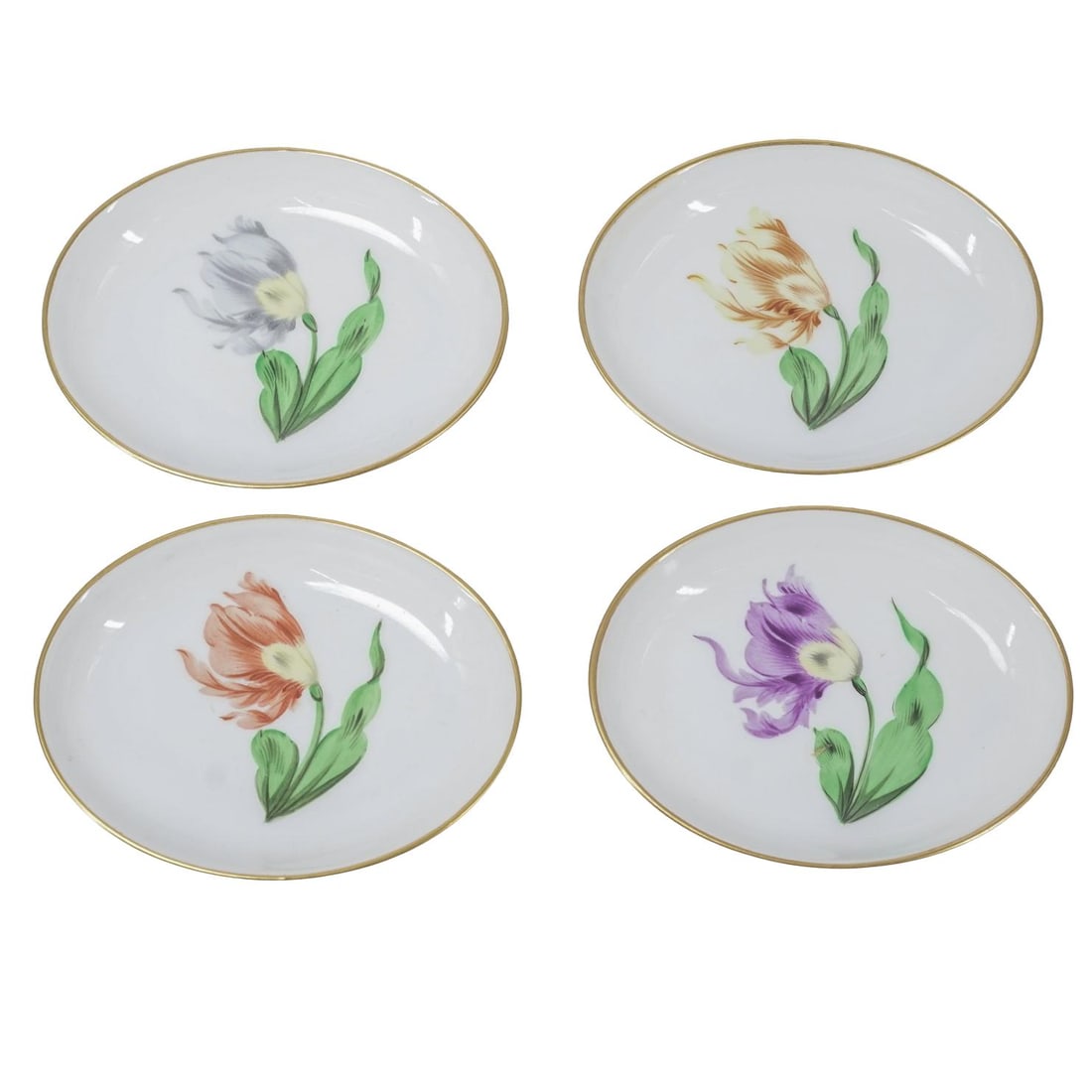 (4 Pc) Herend Porcelain Oval Ashtrays Set (1 of 7)