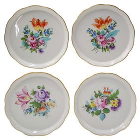 (4 Pc) Herend Porcelain "Saxonian Bouquet" Coasters Set