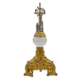 Antique French Gilt Bronze and Glass Crucifix