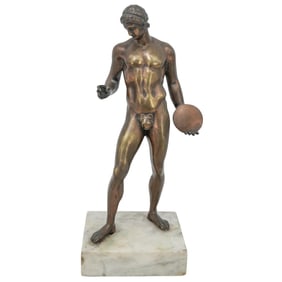 Neoclassical Bronze Discus Thrower Sculpture