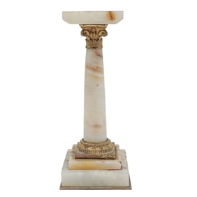 Antique French Gilt Bronze Mounted Onyx Marble Small Pedestal