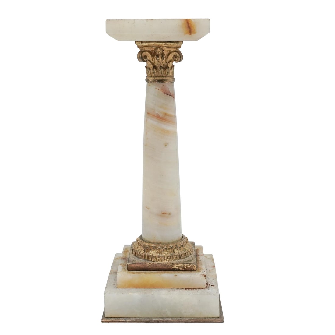 Antique French Gilt Bronze Mounted Onyx Marble Small Pedestal (1 of 7)
