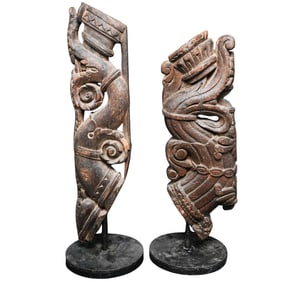 Pair of Antique Southeast Asian Temple Carvings