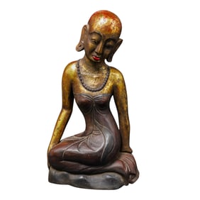 Antique Burmese Gilt Wood Buddha