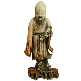 18th Century Chinese Carved Soapstone Lohan Figurine