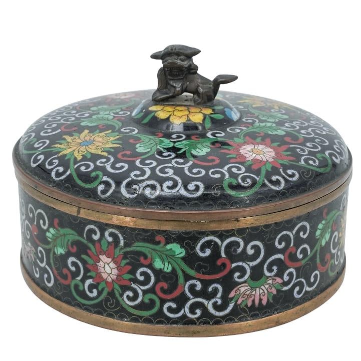 Chinese Cloisonne Floral Foo Dog Box (1 of 6)