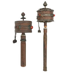 (2 pcs) Antique Tibetan Prayer Wheels