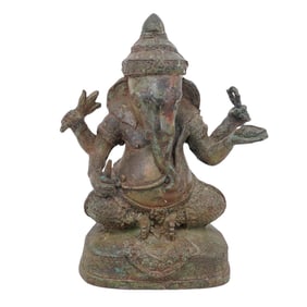 Antique Sand Cast Bronze Ganesh