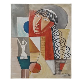 After Mario Tozzi Cubist Oil Painting