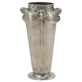 Christofle Haute Orfevrerie Silver Plated Dragonfly Vase