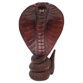Monumental Wooden King Cobra Sculpture