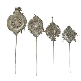 (4 Pcs) Tibetan Silver Plated Shawl Pins