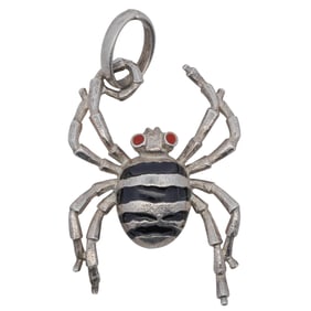 UnoAErre Sterling Silver & Enamel Spider Pendant