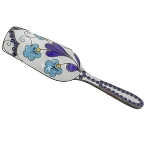 Russian Sterling Silver Enameled Sugar Scoop